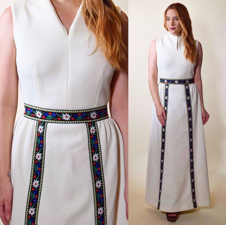 white polyester maxi dress