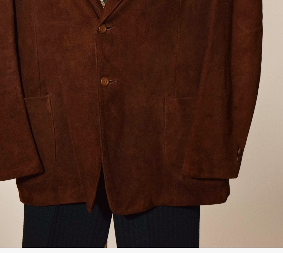 1960s authentic vintage chocolate brown soft suede leather preppy mod ...