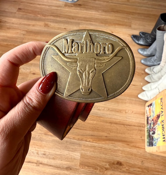 1987 solid brass Marlboro belt buckle