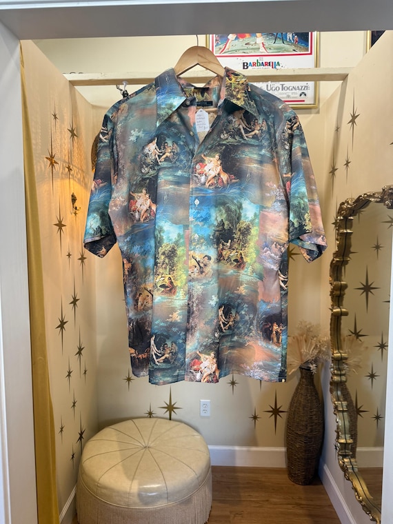 Rare 1970s men’s short sleeve disco style shirt