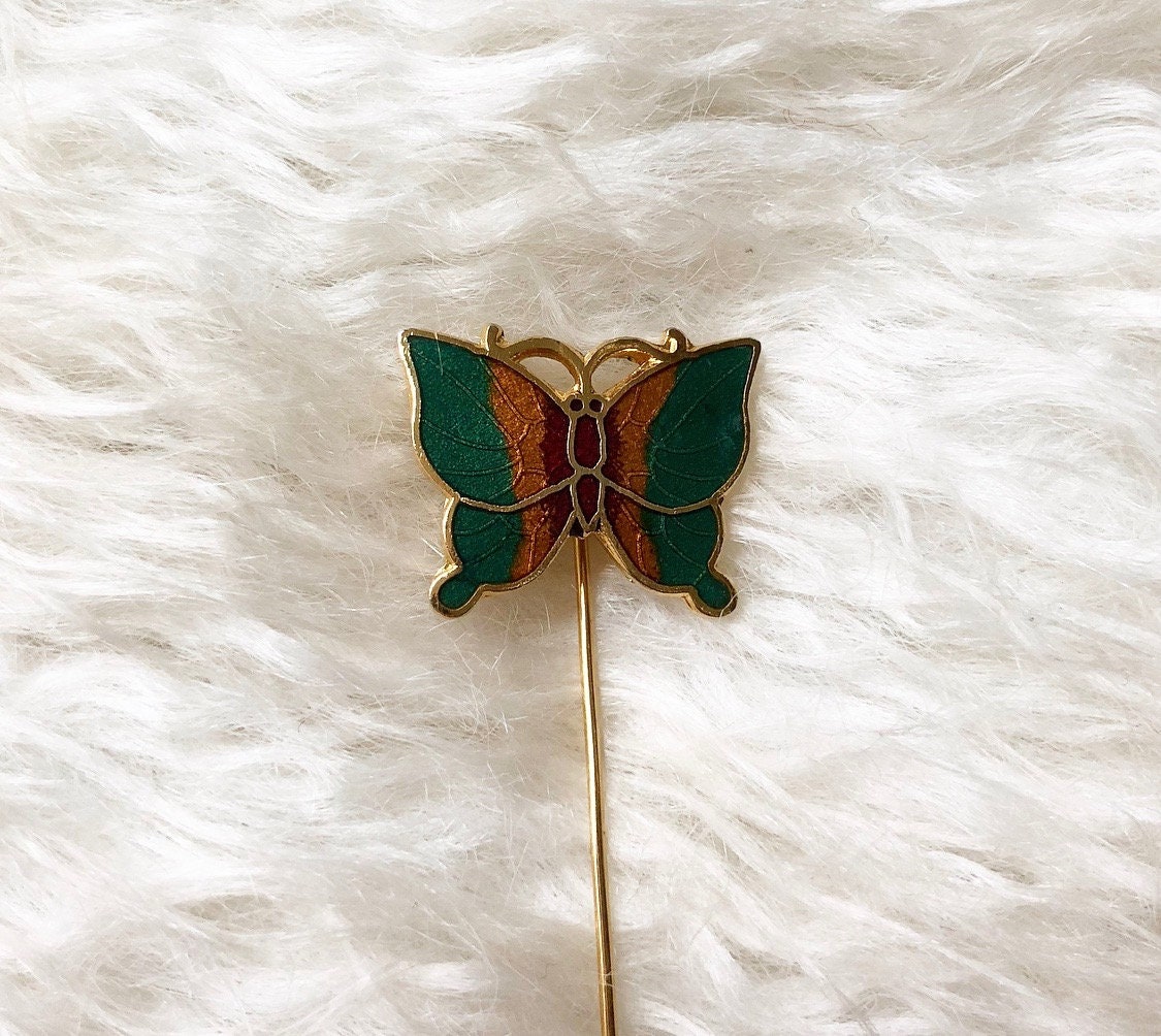 Vintage double butterfly lapel pin / broach