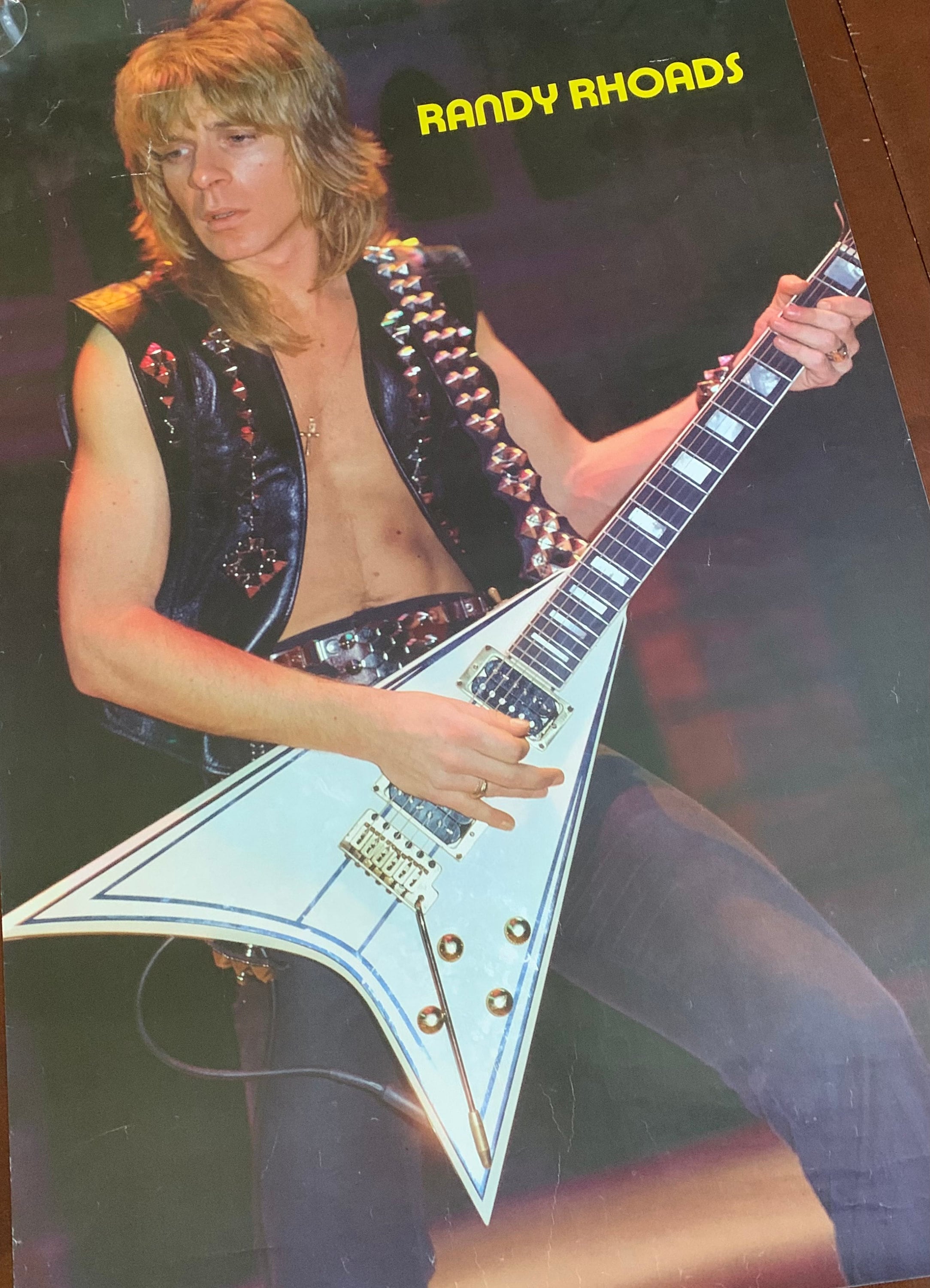 Vintage 1980s randy Rhoads poster quiet riot and Ozzy osbourne quitatist
