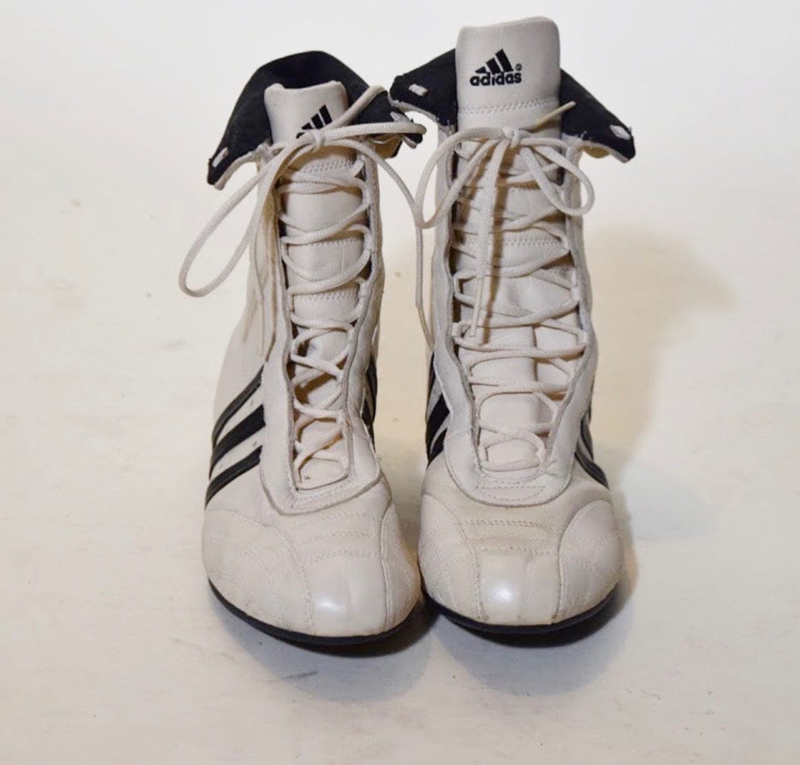 Vintage Adidas High top lace up front wrestling style athletic tennis shoes  women's US size 8