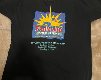 Vintage 1995 farm aid 10 year anniversary tee. Willie Nelson