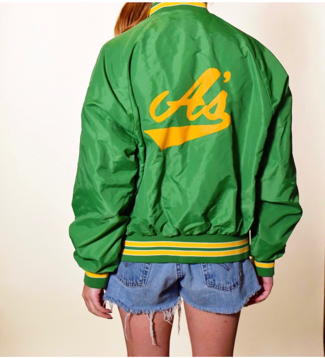 1970s vintage Oakland A's baseball green yellow nylon stadium