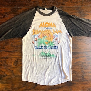 1980s authentic vintage Foreigner, Charlie Daniels Band , Joan Jett and the Blackhearts paper thin Summer jam raglan size small