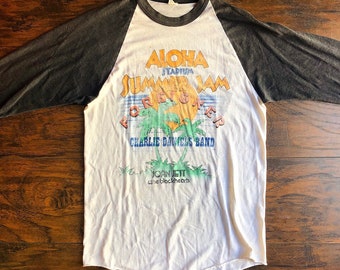 1980s authentic vintage Foreigner, Charlie Daniels Band , Joan Jett and the Blackhearts paper thin Summer jam raglan size small