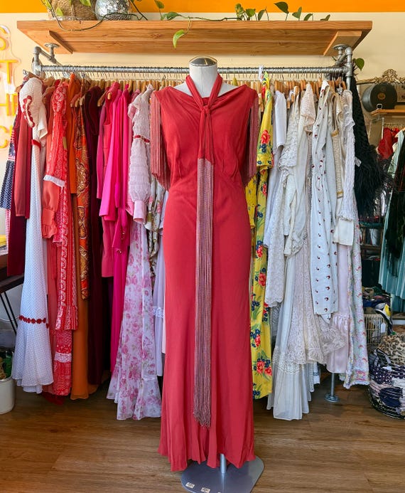 Stunning 1930s old Hollywood vintage maxi dress.