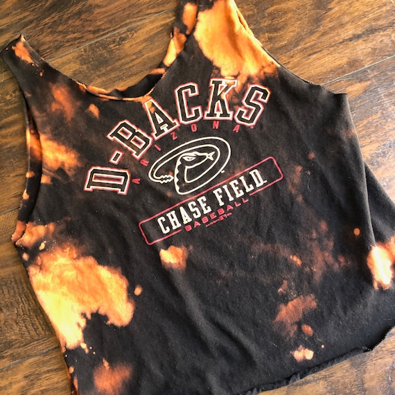 One of a kind hand distressed D-BACKS Chase Field baseball acid wash tank top women's size medium