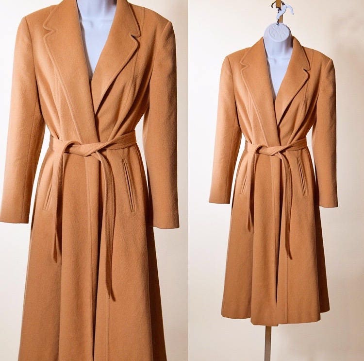 1970's authentic vintage pure wool camel/ tan brown color classic long ...