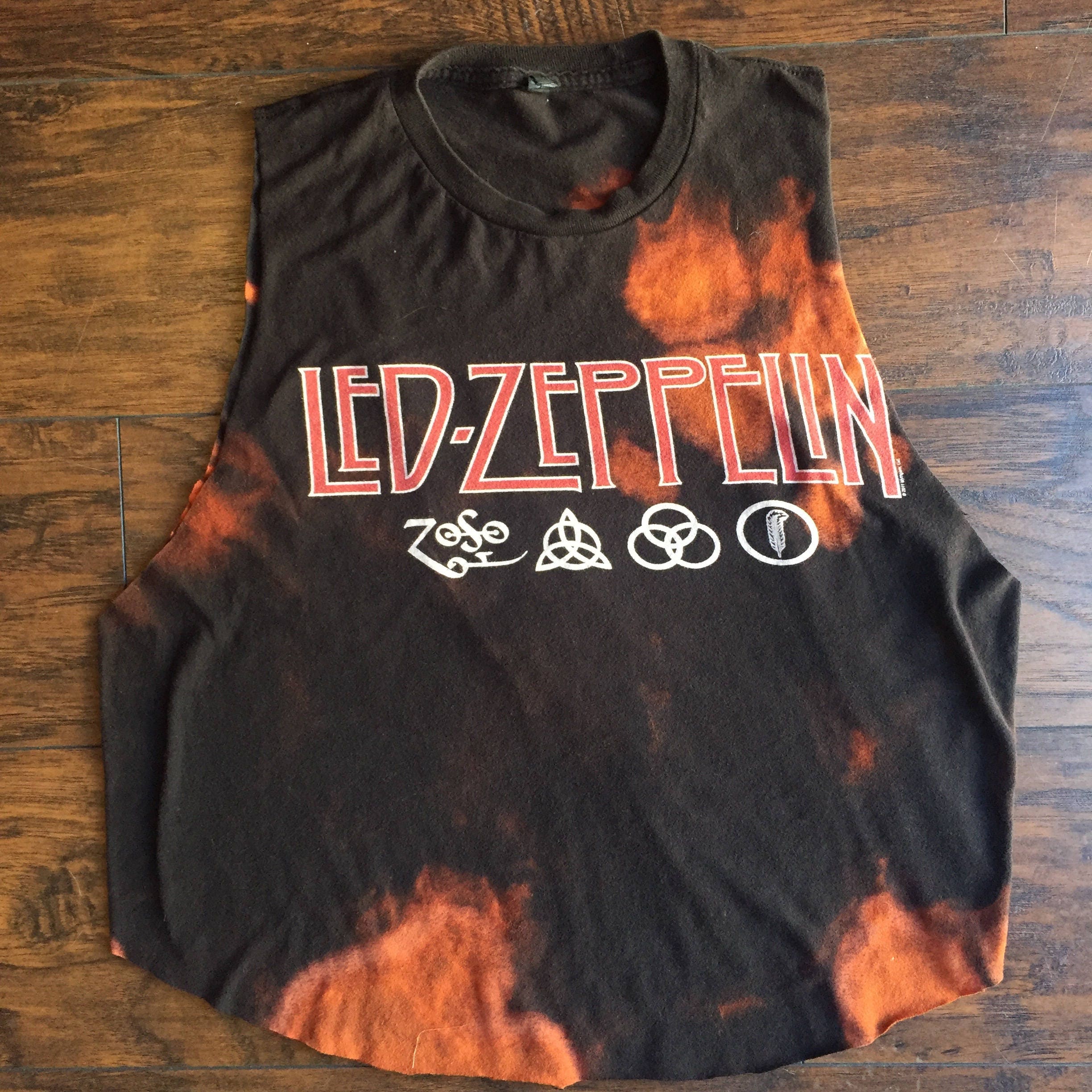 Led Zeppelin hand distressed one of a kind acid washed tie dye tank top ...