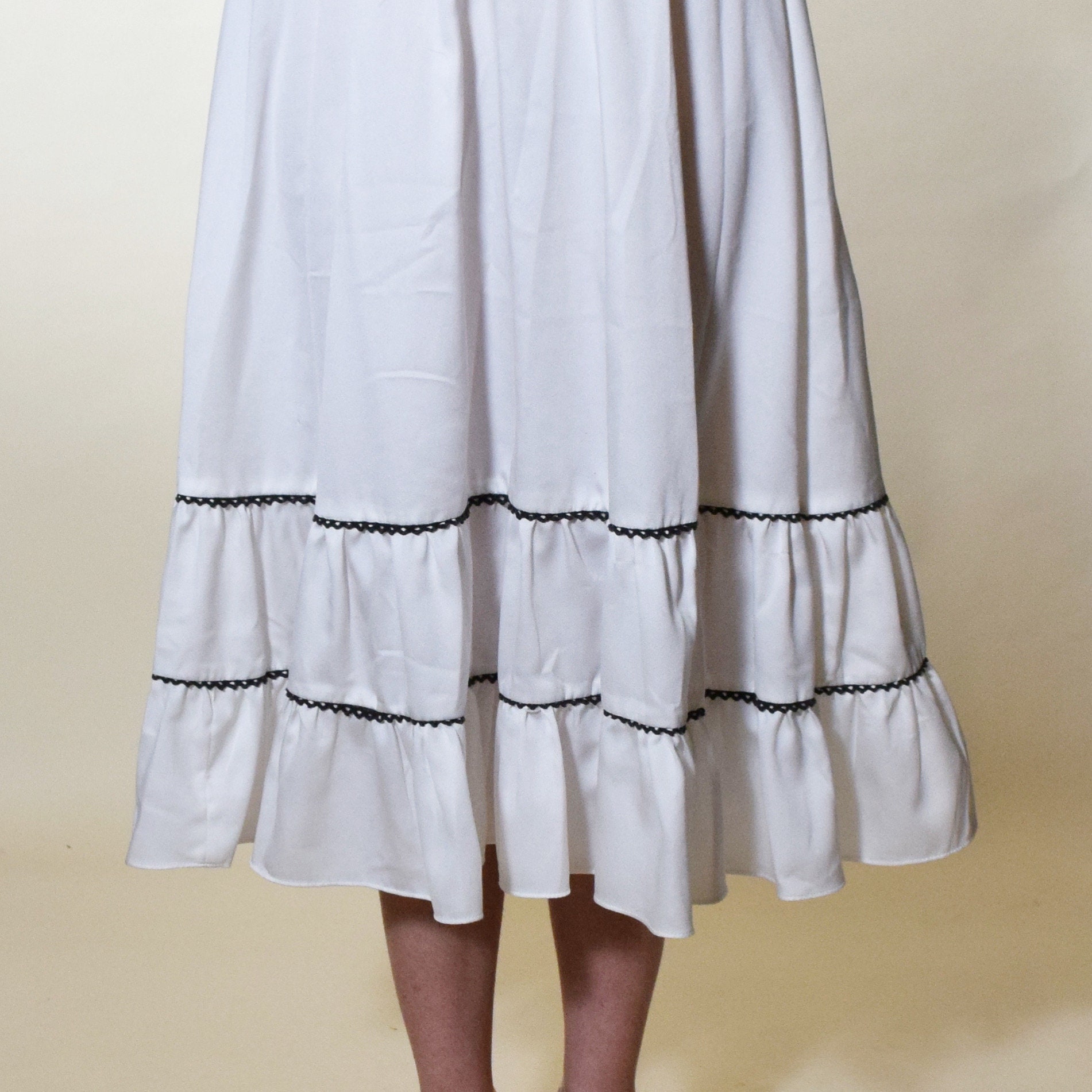 1970s authentic vintage white peasant style bohemian midi dress with ...
