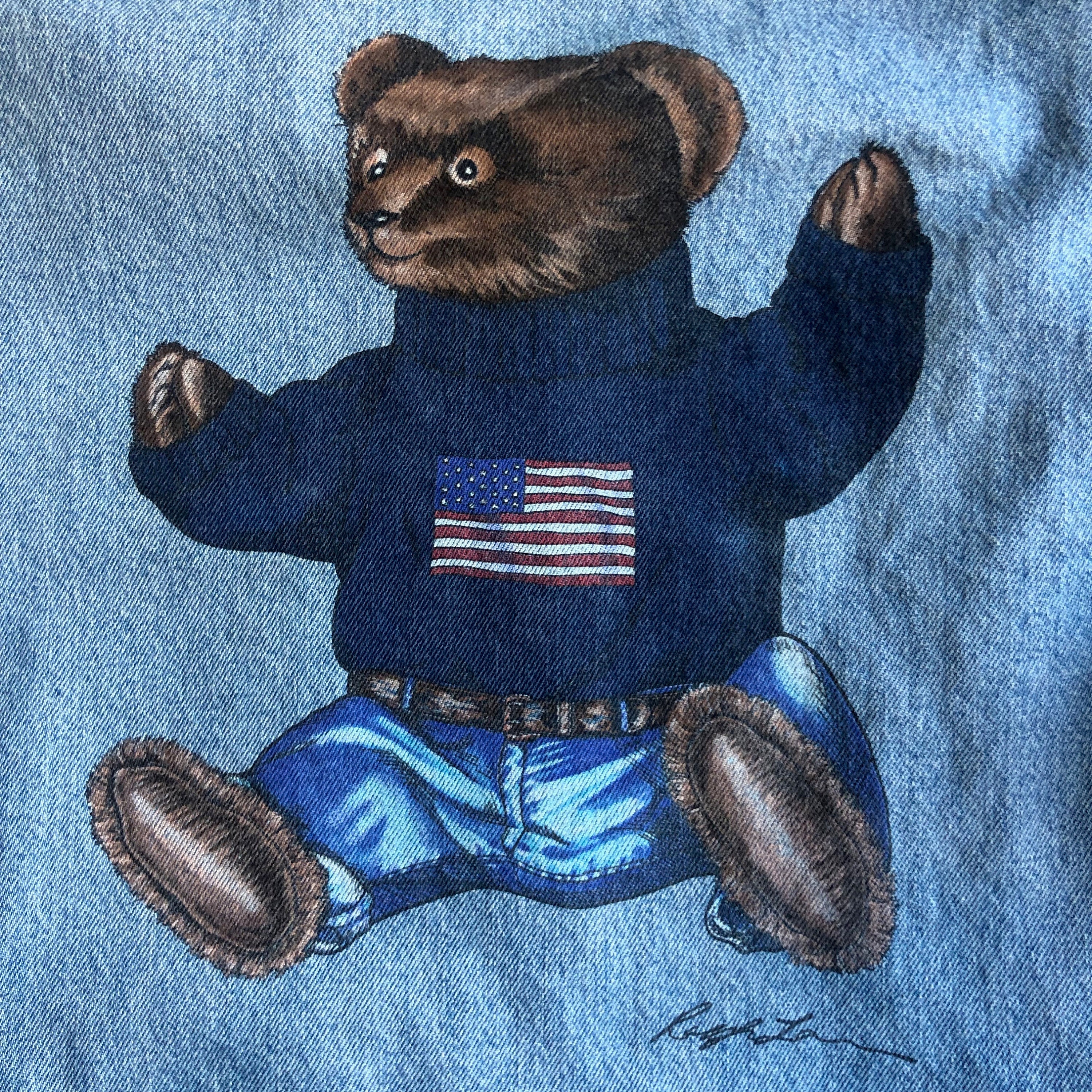 Rare 1980's polo by Ralph Lauren denim jacket with bear very Rare 1980's polo by Ralph Lauren denim jacket with bear very
