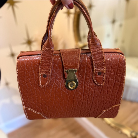 Rare 1950s top handle buffalo hide purse