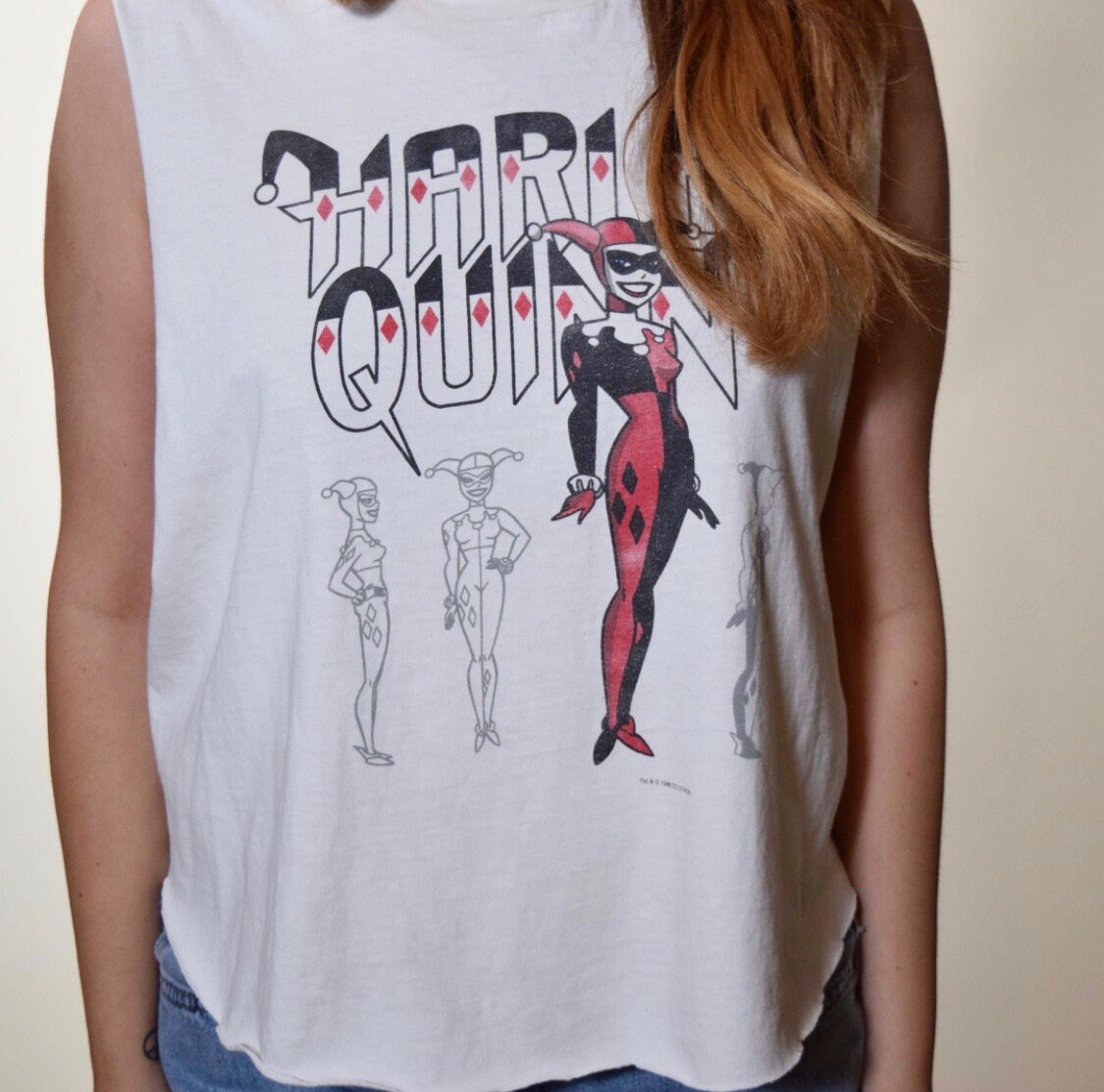 1990's vintage DC COMICS official Harley Quinn 1998 muscle crop tank