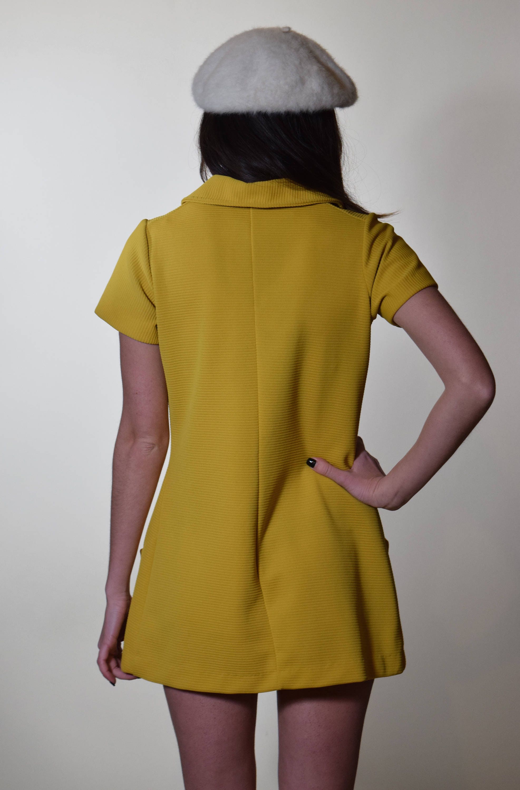 1960's/70's authentic vintage 2 piece mustard yellow polyester pantsuit