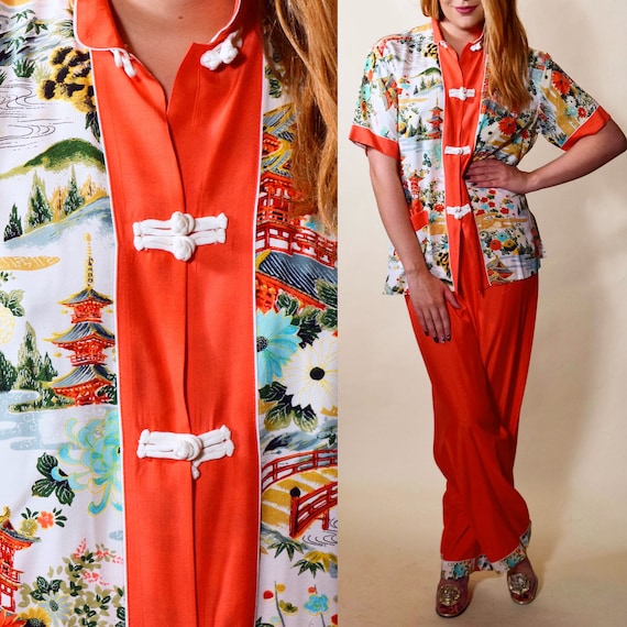Very rare 1940s vintage oriental Japanese rayon Fu