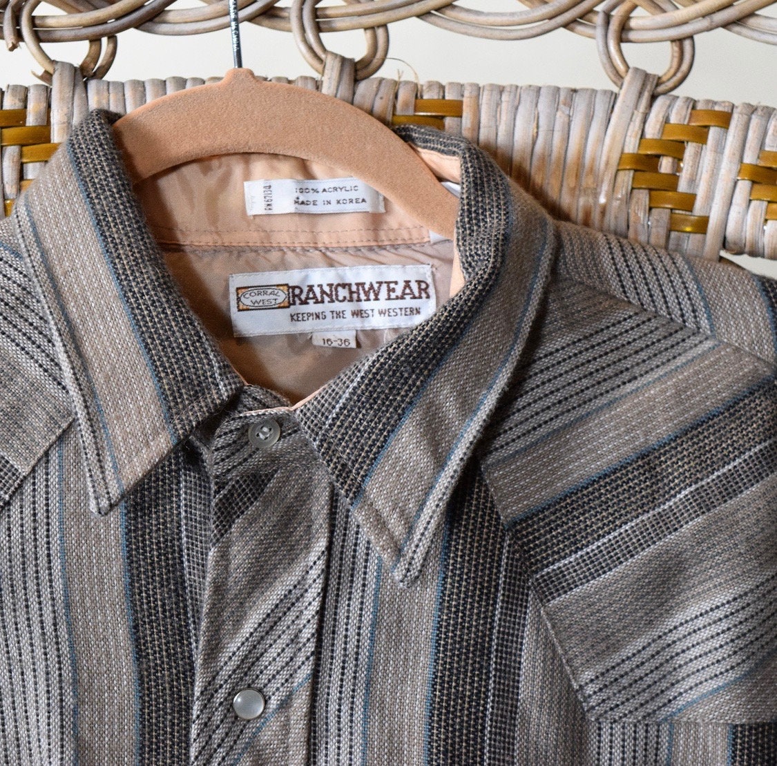 1980s vintage Ranchwear stripe snap up front western collared shirt men ...