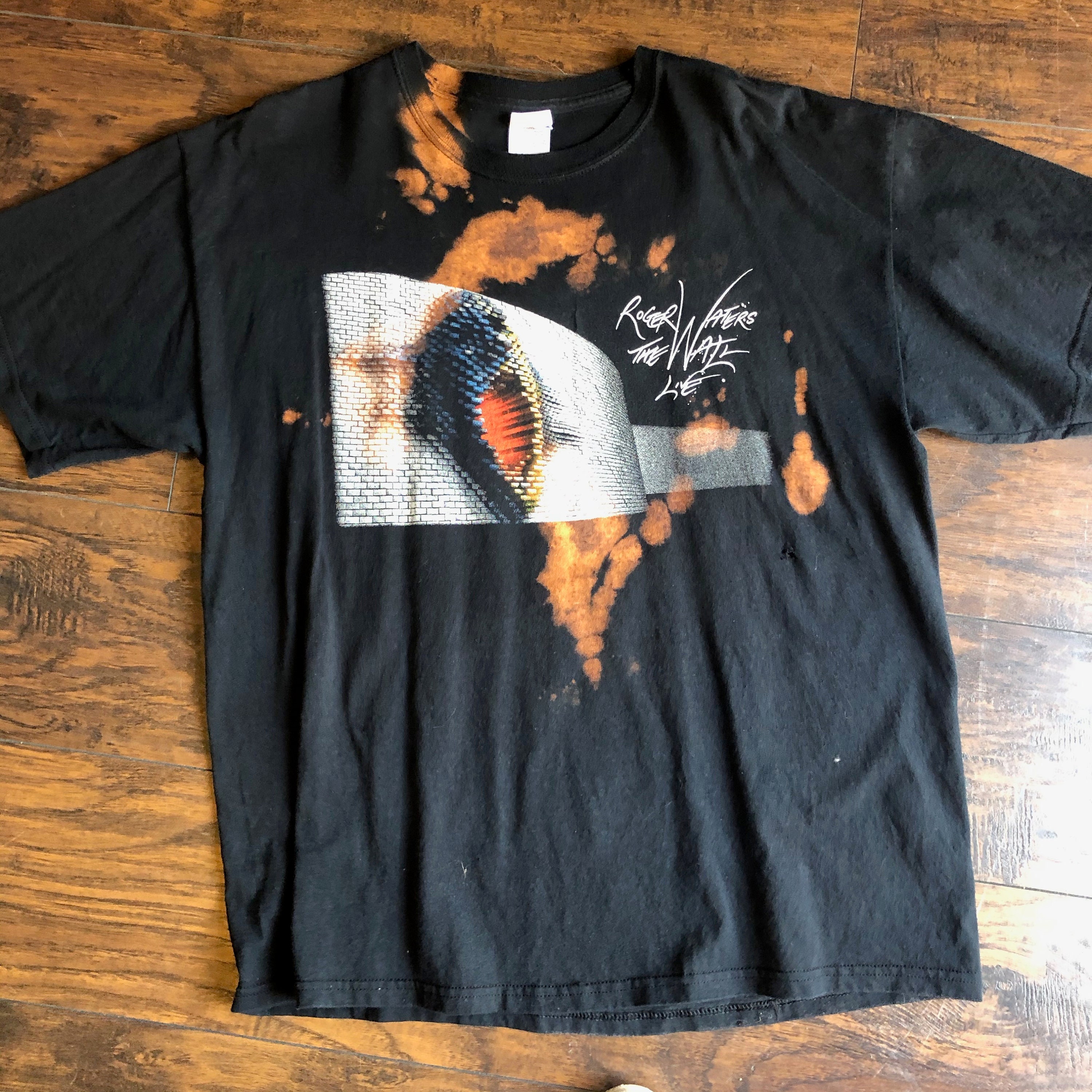 Roger Water's hand distressed one of a kind The Wall tour acid wash tee ...