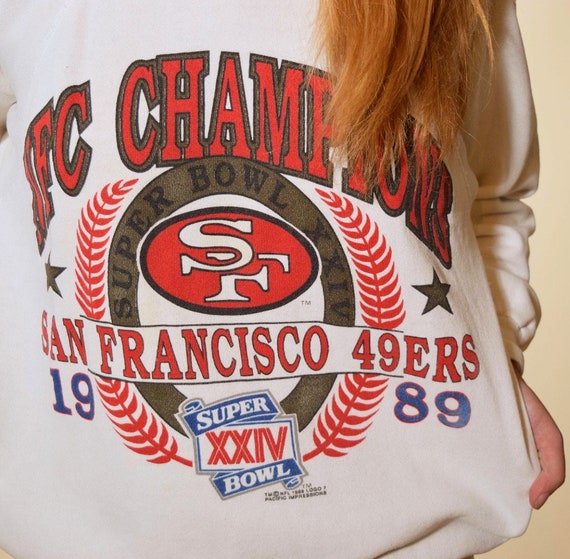 49ers de San Francisco des Superbowl années 1980 Superbowl des de Football 1989 champion pull ras du cou Sweat graphique la taille femme Small-Medium 372012 49ers de San Francisco des Superbowl années 1980 Superbowl des de Football 1989 champion pull ras du cou Sweat graphique la taille femme Small-Medium 372012