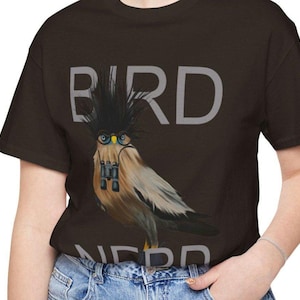 Bird Nerd Adults Funny Shirt - (Brahminy Starling) Unisex Jersey Short Sleeve Tee