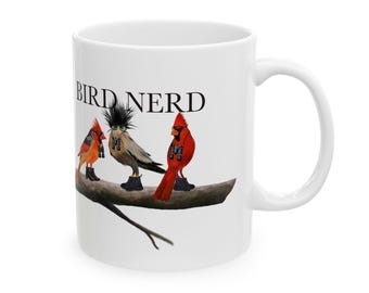 Caneca de cerâmica para entusiastas de pássaros, presente divertido para observadores de pássaros, xícara de chá com estampa para amantes de pássaros, caneca de café para observadores de pássaros, presente para ornitólogos, observação de pássaros