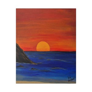 Sunset At The Beach, Print on Canvas Art, Home Decor Wall Art, Landscape Painting, Gift for Art Lovers, Modern Interior Decor