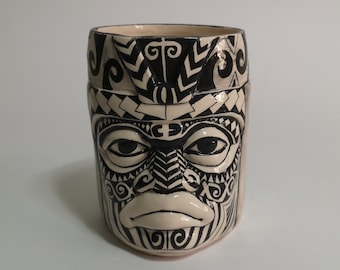 Hand-Painted Ceramic Tiki Mug | Hawaiian Style Drinkware