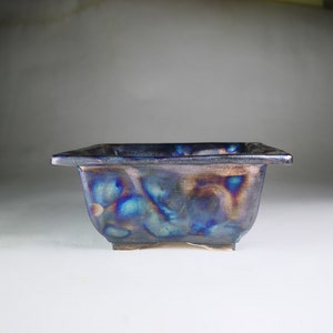 Handmade Glazed Ceramic Bonsai Pot: Square Succulent Planter (4.5&quot;)