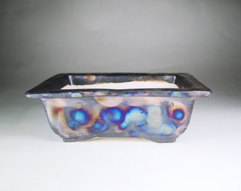 Handmade Glazed Ceramic Bonsai Pot, Unique Planter (6 Inch)