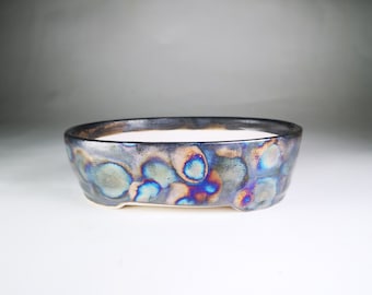 Handmade Ceramic Bonsai Pot, Glazed Succulent Planter (5.7 inch)