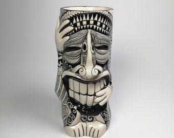 Handpainted Tiki Mug Drinkware || Tiki Style Mug || Ceramic Tiki Cups || Tiki Decor || Tiki Mugs for Cocktails or Ornament