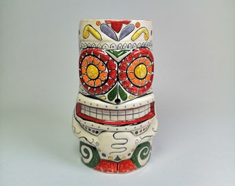 Handpainted Ceramic Tiki Mug | Hawaiian Style Cocktail Drinkware