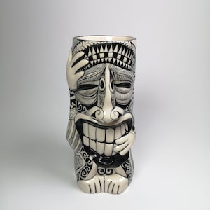 Handpainted Tiki Mug Drinkware || Tiki Style Mug || Ceramic Tiki Cups || Tiki Decor || Tiki Mugs for Cocktails or Ornament