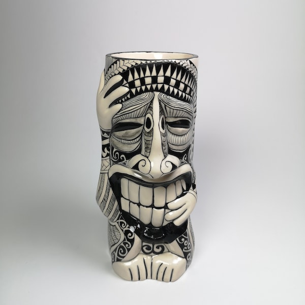 Handpainted Tiki Mug Drinkware || Tiki Style Mug || Ceramic Tiki Cups || Tiki Decor || Tiki Mugs for Cocktails or Ornament