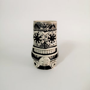 Handpainted Tiki Mug Drinkware || Tiki Style Mug || Ceramic Tiki Cups || Tiki Decor || Tiki Mugs for Cocktails or Ornament