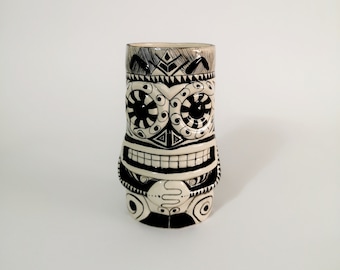 Hand-Painted Ceramic Tiki Mug | Hawaiian Decor, Tropical Cocktails