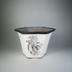 Handmålad drakebonsai-kruka, glaserad keramikplanter