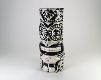 Handpainted Ceramic Tiki Mug: Hawaiian Style Drinkware, Personalized