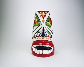 Handpainted Tiki Mug Drinkware || Tiki Style Mug || Ceramic Tiki Cups || Tiki Decor || Tiki Mugs for Cocktails or Ornament