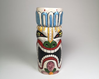 Hand Painted Ceramic Tiki Mug | Hawaiian Style Drinkware