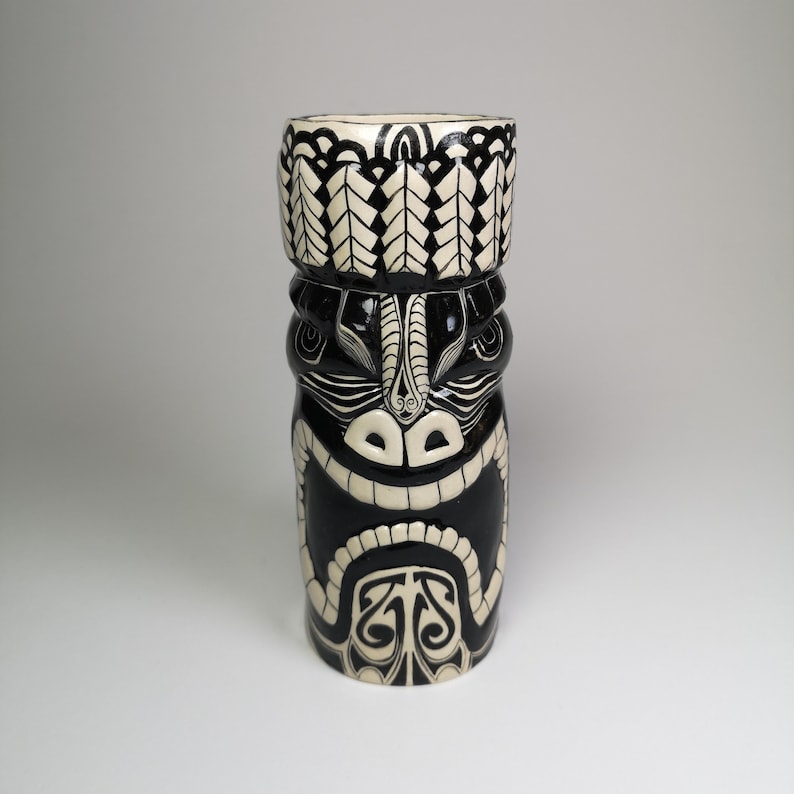 Handpainted Ceramic Tiki Mug | Hawaiian Style Drinkware image 1