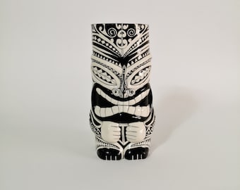 Handpainted Ceramic Tiki Mug | Hawaiian Style Cocktail Decor