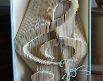 Folded Book Art - Treble Clef  - G Clef - Book Sculpture - Unique - Book Folding - Music Lover - Music