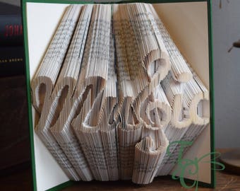 Folded Book Art - Music with Treble Clef - Book Sculpture - Unique - Book Folding - Music Lover - Music - Gift