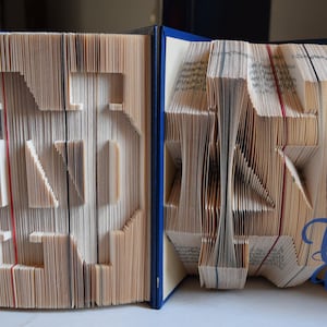 Folded Book Art - Notre Dame - College - Book Sculpture - Unique Gift - Home Decor - School Spirit - Book Folding - Book Lover - Custom