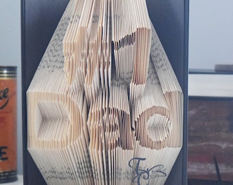 Folded Book Art - #1 Dad - Book Sculpture - Gift for Dad - Unique - Book Folding - Father's Day - Christmas - Birthday