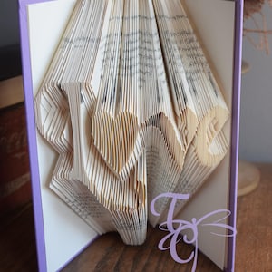 Gevouwen boek Art - liefde met hart - boek Sculpture - unieke - boek vouwen - 1e verjaardag - kerst - verjaardag - bruiloft Decor - hart