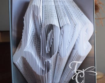 Folded Book Art - Love - Book Sculpture - Unique - Book Folding - Anniversary - Christmas - Birthday - Wedding - Boyfriend - Girlfriend
