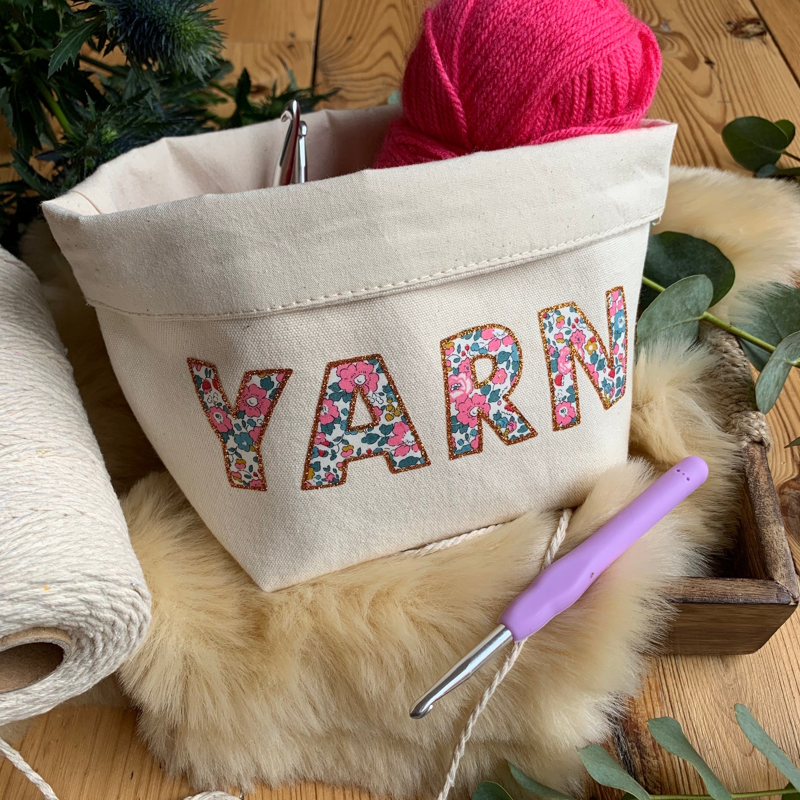 Yarn basket Christmas gift for her Xmas crafter gift Etsy